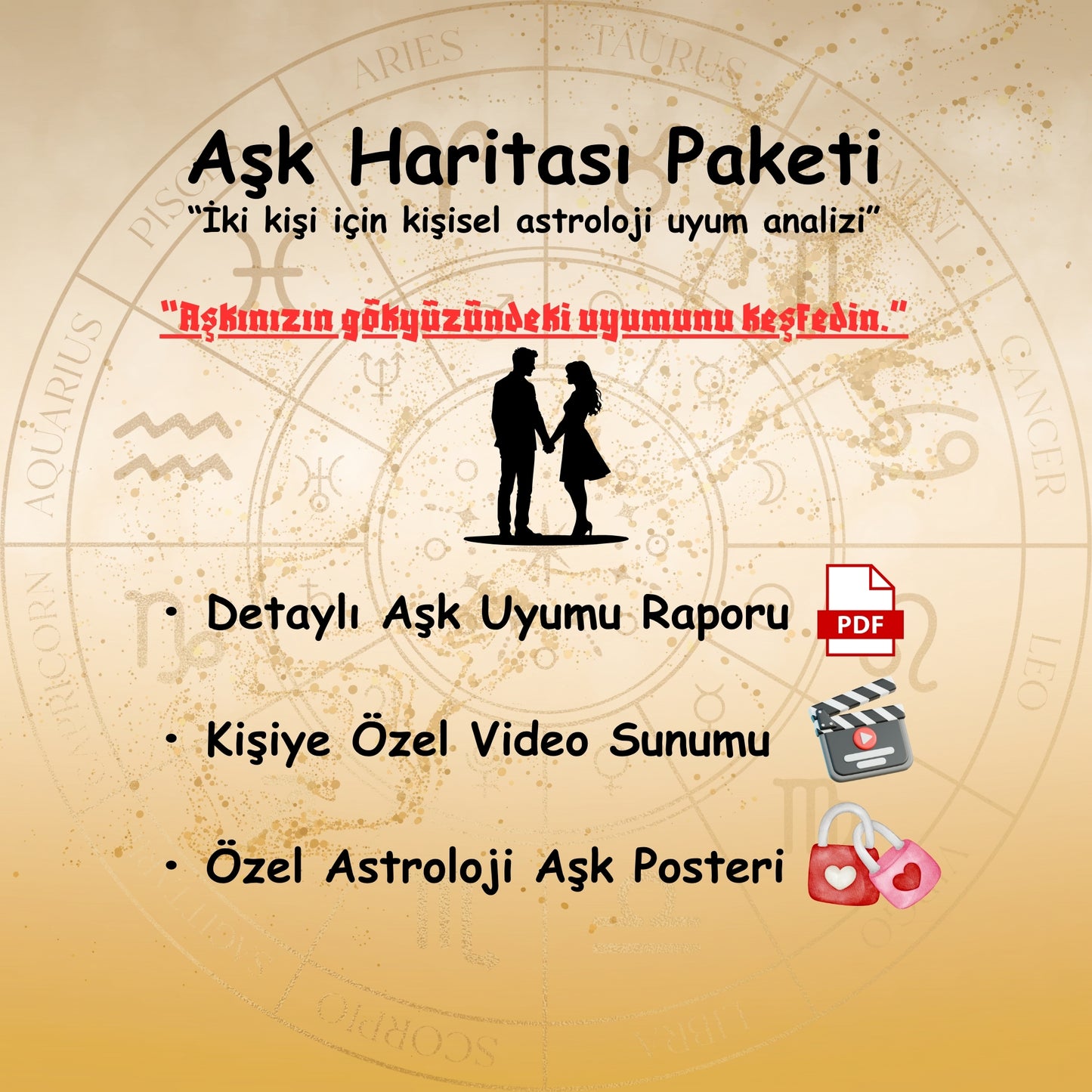 💘 Aşk Haritası Paketi – Kişiye Özel İkili Astroloji Uyumu | PDF + Video + Poster
