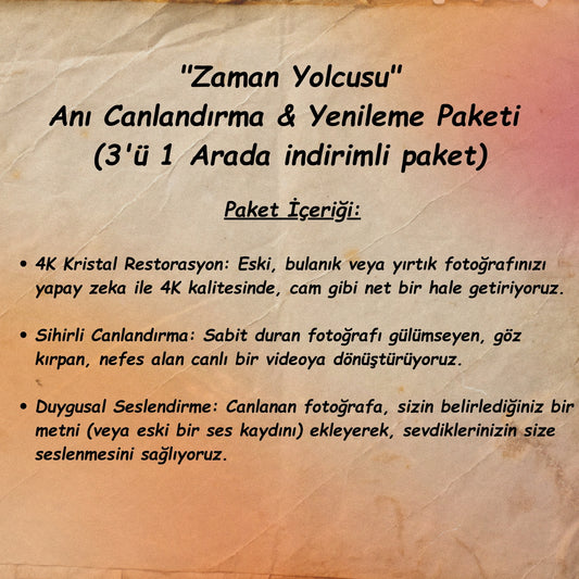 🕰️ "Zaman Yolcusu": Anı Canlandırma & Yenileme Paketi (3'ü 1 Arada)